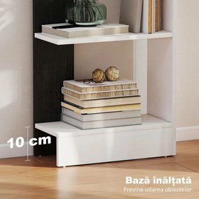 HOMCOM Raft Îngust cu 5 Etajere, Raft Economisitor de Spațiu Modern din Lemn, Bibliotecă pentru Baie, Living, Dormitor, Birou, 45x21x170 cm, Alb și Negru | Aosom Romania