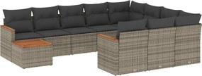 vidaXL Set canapele de grădină cu perne, 11 piese, gri, poliratan