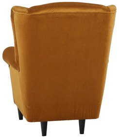 Fotoliu cu taburet, material muştar, ASTRID