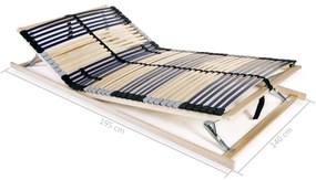 Baza de pat cu sipci, 42 sipci, 7 zone, 140 x 200 cm 140 x 200 cm, Tetiera  suport pentru picioare (manual), nu