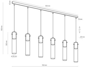 Lustră pe cablu LOOK GRAPHITE 6xGU10/10W/230V