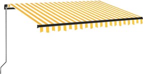 vidaXL Copertină retractabilă manual, galben și alb, 350x250 cm
