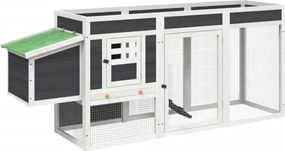 vidaXL Coteț de găini, gri, 204x50x84 cm, lemn masiv de pin