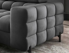 Colțar gri închis extensibil/cu spațiu de depozitare cu tapițerie din catifea (cu colț pe partea stângă/în formă de ”L”) Ferucce – ELTAP