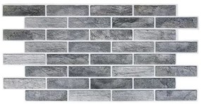 Panou decorativ, PVC, model caramida 3D, nuante gri inchis, 96x48.5 cm