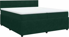 vidaXL Pat box spring cu saltea, verde închis, 200x200 cm, catifea