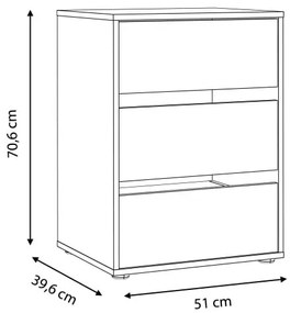 Comoda Interior Dulap Tuberoze, Gri, 51 Cm