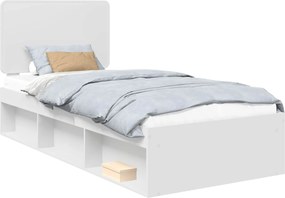 vidaXL Cadru de pat cu headboard Alb 90 x 200 cm Lemn de pin masiv