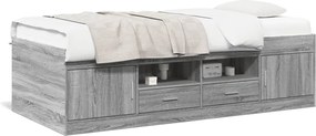 vidaXL Pat de zi cu sertare fără saltea, gri sonoma, 90x190 cm