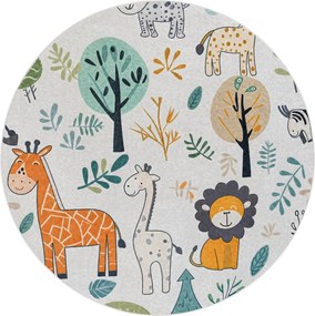 BAMBINO 61570 cerc covor lavabil Animale, Africa pentru copii anti-alunecare - cremă / verde