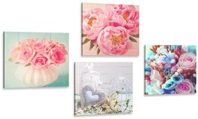 Set tablouri felinar vintage cu flori