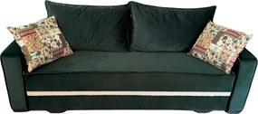 Canapea LARISA extensibila, 3 locuri, cu lada de depozitare, culoare verde padure , 220x95x85 Verde padure, Catifea