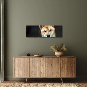 Tablou cu câine (cu ceas) (90x30 cm)