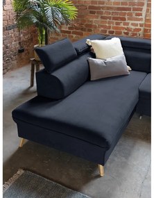 Colțar albastru închis extensibil cu tapițerie din catifea (cu colț pe partea stângă /în formă de "U") Sweet Harmony – Miuform