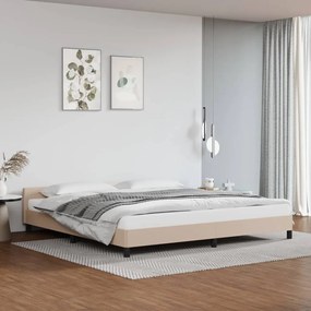 347524 vidaXL Cadru de pat cu tăblie, cappuccino, 200x200 cm, piele ecologică
