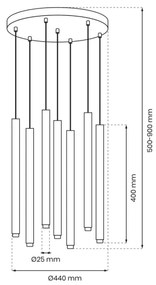 Lustră pe cablu MONZA 7xG9/8W/230V neagră/aurie
