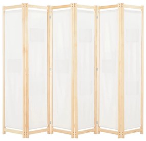 vidaXL Paravan cameră, 6 panouri, crem, 240x170 x4 cm, material textil
