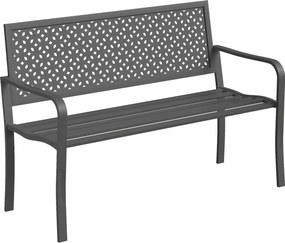 Outsunny Bancă de grădină 2 locuri din metal, rezistentă la intemperii, șezut exterior cu spătar rezistent la rugină, design geometric, până la 240 kg | Aosom Romania