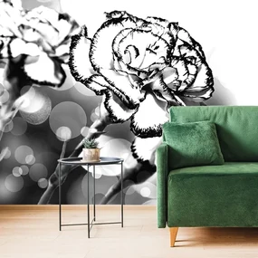 Tapet garoafă în design alb-negru
