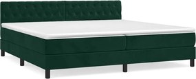 vidaXL Pat box spring cu saltea, verde închis, 200x200 cm, catifea