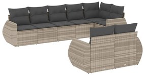 3221621 vidaXL Set mobilier de grădină cu perne, 8 piese gri deschis poliratan