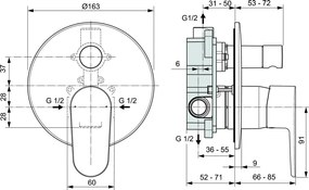 Baterie cada Ideal Standard Cerafine O, montaj incastrat, corp incastrat inclus, negru mat - A7193XG