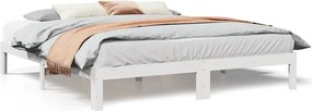vidaXL Cadru de pat fără saltea, alb, 160x200 cm, lemn masiv pin