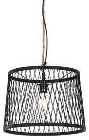 Lampa suspendata de exterior rural ratan negru 40 cm - Calamus