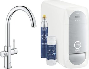 Baterie bucatarie Grohe Blue Home crom pipa tip C si Starter Kit