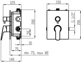 Set de duș cu baterie ascunsă Novaservis METALIA ECO crom lucios
