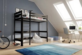 Pat supraetajat copii Samio 90x200 - culoare negru