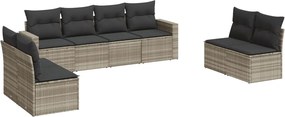vidaXL Set mobilier de grădină cu perne, 8 piese gri deschis poliratan
