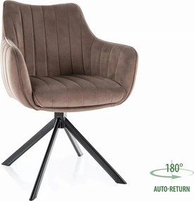 Scaun living rotativ AZALIA, cappuccino/negru, stofa catifelata/metal,