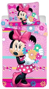 Lenjerie de pat pentru copii din bumbac pentru pat de o persoană 140x200 cm Minnie – Jerry Fabrics