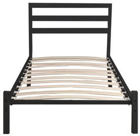 Cadru pat metalic Bella cu grilaj cadou-90x200 cm-negru