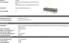 Bancheta moderna design LUX Oxley, Savona vintage greige