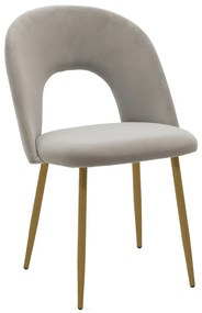 Scaun Bucatarie/Dining Hannah Catifea Gri ,Picioare Metalice Finisaj Lemn