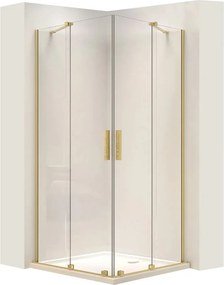 Cabina de dus patrata cu doua usi glisante auriu periat Rea Montana Double 80x80 cm