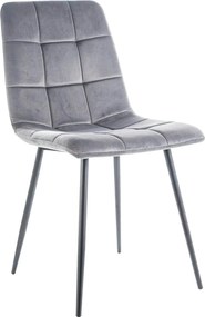 Scaun tapitat MILA, gri, stofa catifelata/metal, 47x45x87