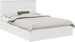 vidaXL Pat cu storage cu headboard Alb 140 x 200 cm Lemn compozit