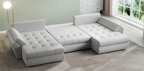 Colțar extensibil dumonde cu ladă de depozitare si sezut confortabil din spuma high-density, Loana U Euphoria Dove 355x185 cm