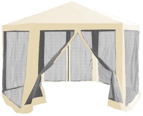 Pavilion cort pentru grădină, 3,9x2,5x3,9m, bej / negru, RINGE TIP 2 + 6 laturi