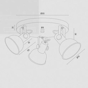 Plafoniera cu 3 spoturi directionabile design modern Lenora auriu, negru