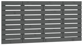 824760 vidaXL Tăblie de pat pentru perete, gri, 141x3x63 cm, lemn masiv pin