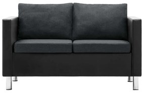 247168 vidaXL Canapea cu 2 locuri, piele ecologică, negru și gri închis