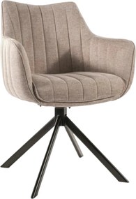 Scaun living rotativ AZALIA, bej/negru, stofa clasica/metal, 61x44x86
