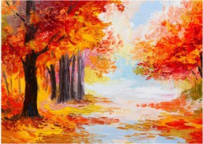 Tablou pe sticlă - Pictura, toamna colorată (70x50 cm)