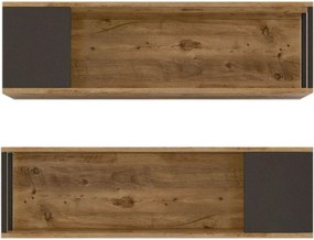 Set 2 rafturi VG18 - A, nuc/gri, PAL melaminat, 100x22x30 cm