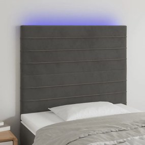 3122607 vidaXL Tăblie de pat cu LED, gri închis, 100x5x118/128 cm, textil