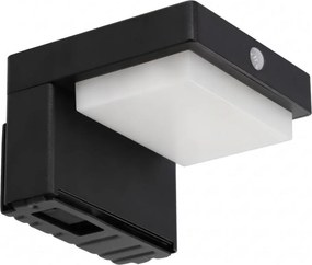 Aplica solară de perete LED cu senzor, 5W, 3,7V, 2000 mAh, IP44, neagră